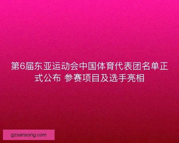 第6届东亚运动会中国体育代表团名单正式公布 参赛项目及选手亮相