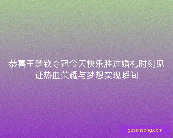 恭喜王楚钦夺冠今天快乐胜过婚礼时刻见证热血荣耀与梦想实现瞬间